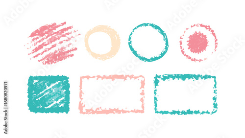 Hand drawn crayon shapes and borders textured frames