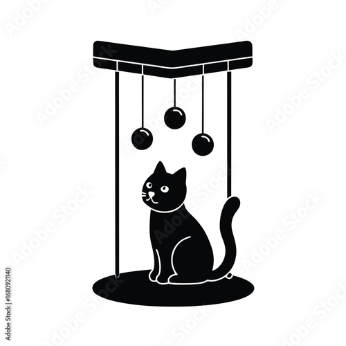 Cat Scratching Post with Hanging Toy Balls