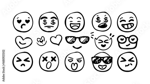 Hand drawn doodle elements icons symbols