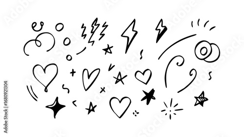 Hand drawn doodle heart with arrow love romance