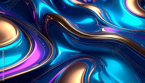 Abstract background, liquid colors spilled in wavy shapes, futuristic color map and texture