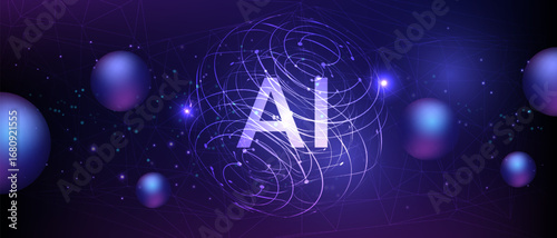 AI Technology Futuristic Background 3D Spheres