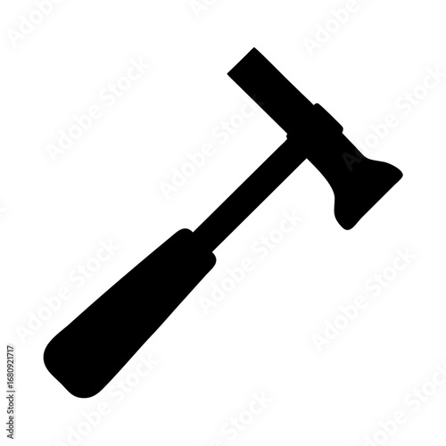 Vector art of a simple black hammer icon, representing construction, carpentry, and home improvement for diy projects and professional trades