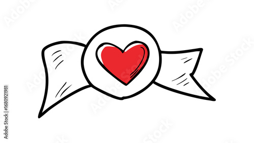Hand drawn red heart doodle love