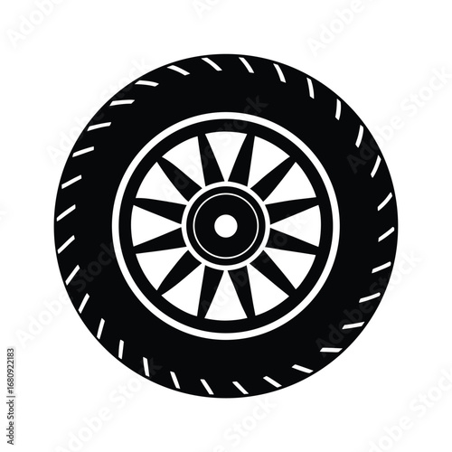 Tire Wheel Flat Icon Silhouette Vector Illustration