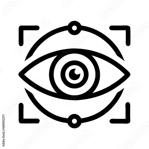 Vector art of eye scan biometric identification, representing security technology, digital recognition, and access control systems