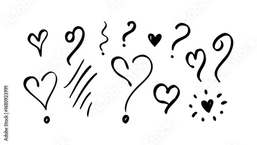 Heart symbols with question marks hearts