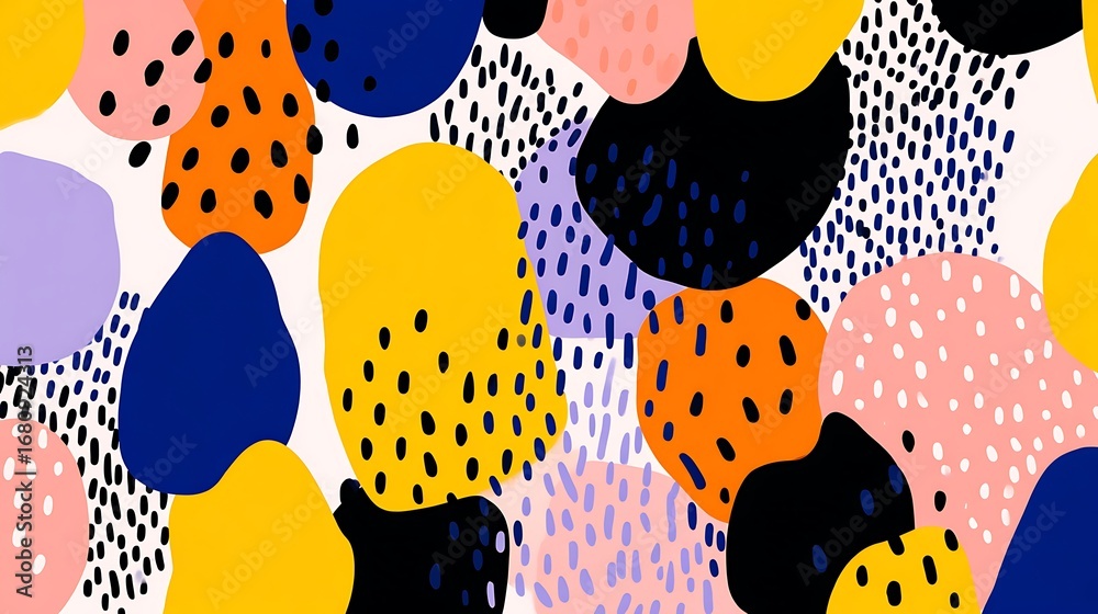 abstract seamless pattern backgrounds vector memphis liens and dots texture trendy modern organic shape doodle lines pattern with irregular shapes texture.