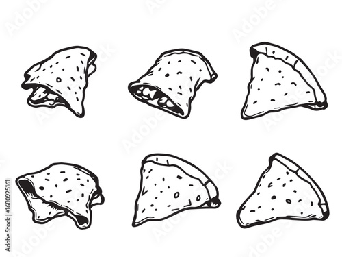 Tortilla chips Line Art Illustration