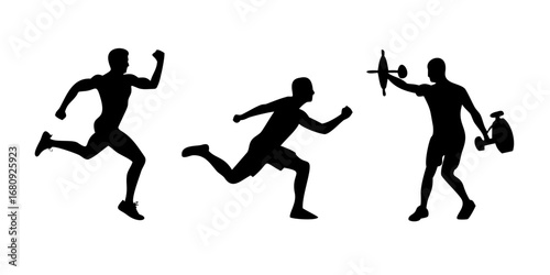 Minimalist Black Silhouette of a Running Person athlete