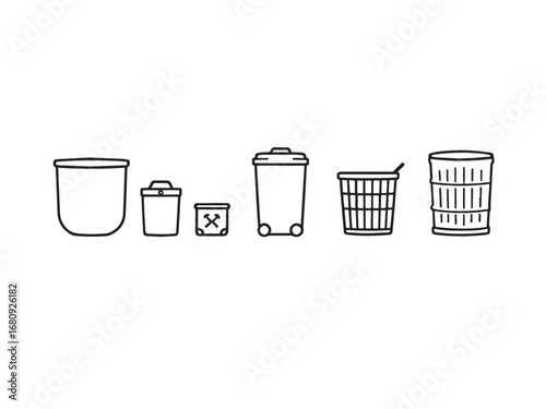 trash can Line Art Illustration