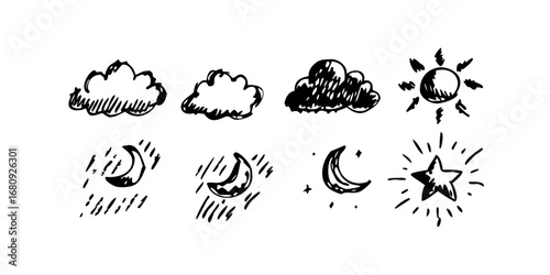 Minimalist Hand Drawn Falling Snowflakes winter weather