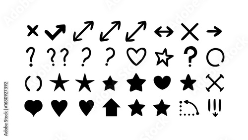 Playful Black Icons of Common Objects symbol