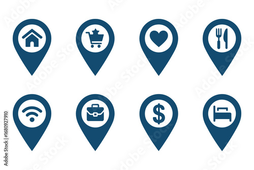 Map Pin Variants, Multiple GPS Pin & Navigation Icons