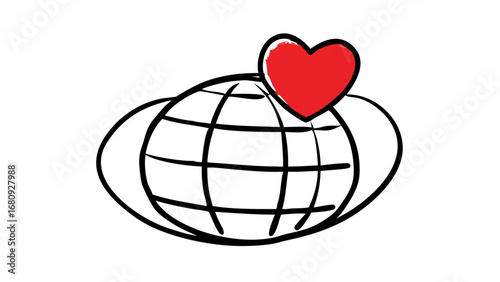 Red heart doodle love romance