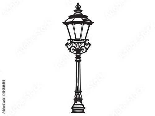 Vintage street lamp Line Art Illustration