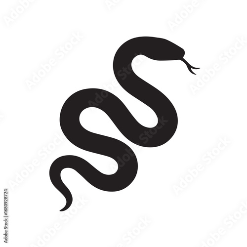 Snake silhouette black and white vector icon