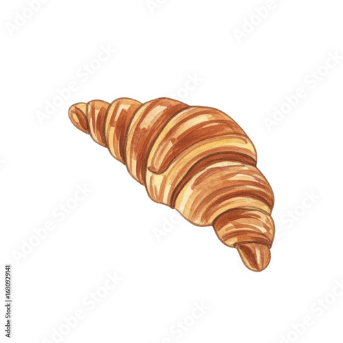 plain croissant isolated on white background