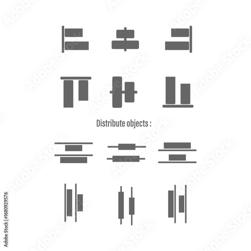 Icon align and distribute objects, vertical and horizontal
