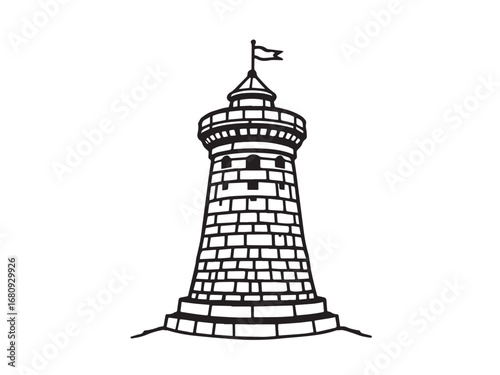 watch tower Line Art Illustration