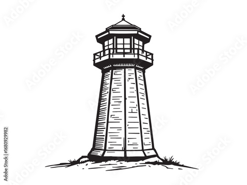 watch tower Line Art Illustration
