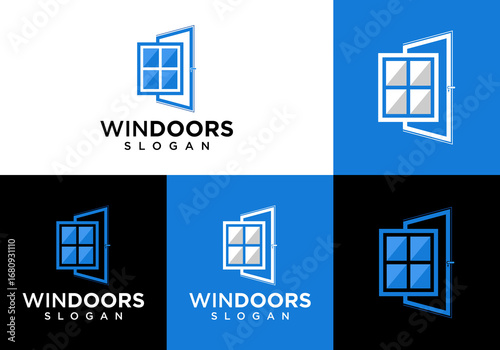 vector icon logo simple door and window