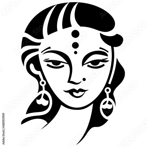 Indian Woman Portrait Abstract Illustration