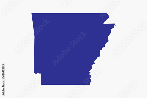 Vector graphic artwork suitable for print and web containing flat detailed map of ARKANSAS