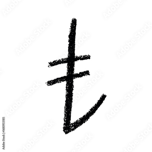 Hand drawn turkish lira currency symbol. Brush stroke doodle. Single element for design