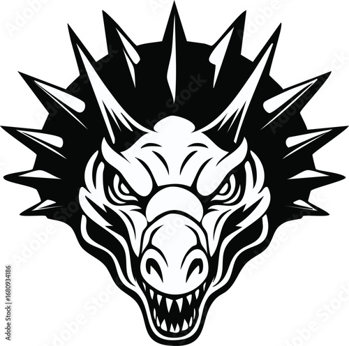 Ankylosaurus Dinosaur Animal Vector Logo in Black and White, Minimalist and Simple Design, Perfect for Wildlife Branding, Nature Illustration, and Unique Animal Identity

