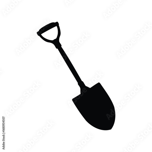 Black silhouette of a spade or shovel on a white background image, shovel silhouette vector illustration