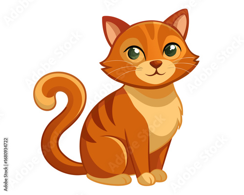 Cute Orange Tabby Cat Cartoon Illustration – Pet, Feline, and Animal Character
