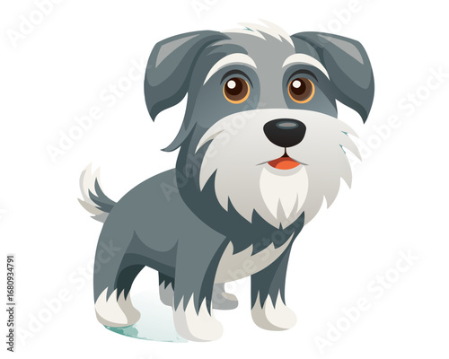 Adorable Cartoon Miniature Schnauzer Dog