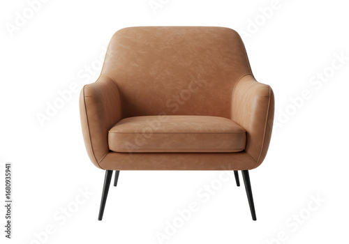 Φωτογραφία Isolated modern brown leather armchair a contemporary design furniture item for