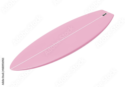 Canvas Print Isolated, soft pink surfboard is angled, ready for the beach, ocean waves, and s
