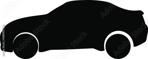 Sleek modern car silhouette side view simple black shape automotive design silhouette