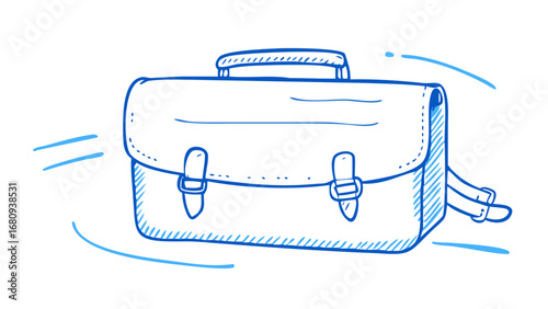 Blue briefcase doodle luggage travel