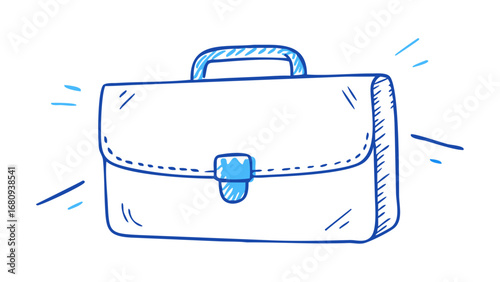 Blue briefcase doodle business travel