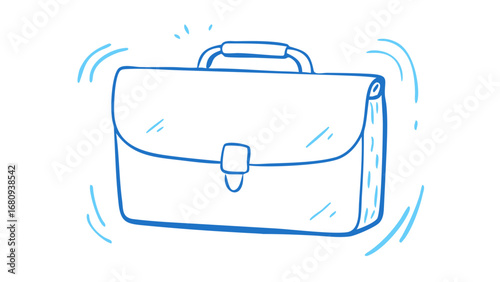 Blue briefcase doodle with motion lines business travel