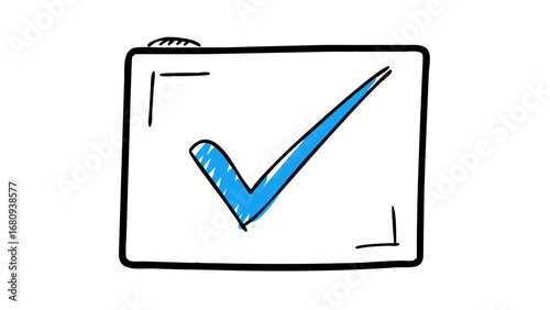 Blue Check Mark Doodle simple graphic