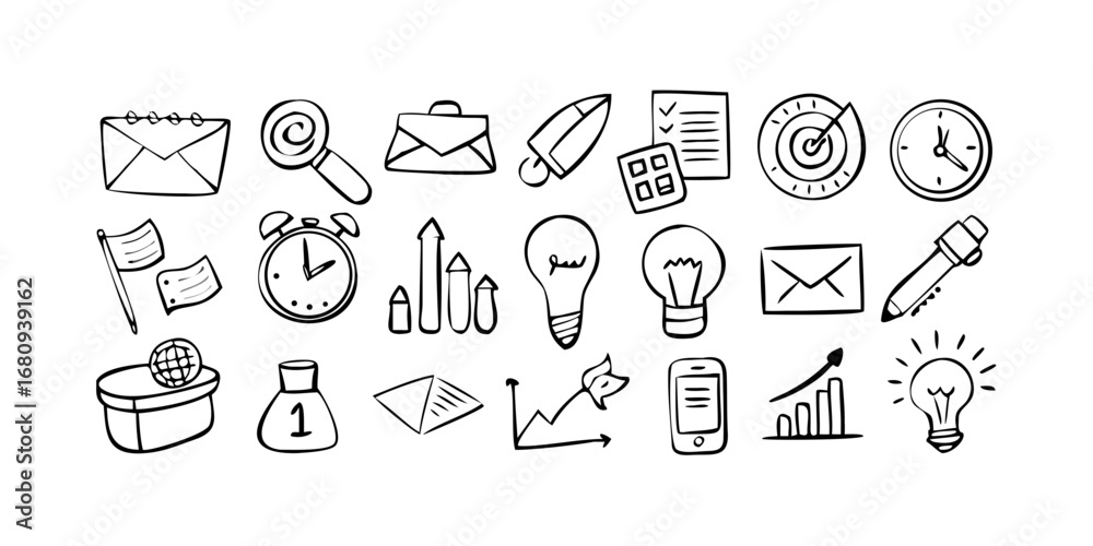 Naklejka premium Business Growth Chart Icons graph finance