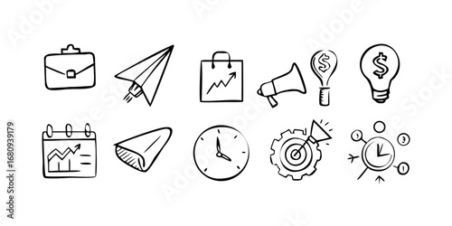 Business icons for planning and communication strategy
