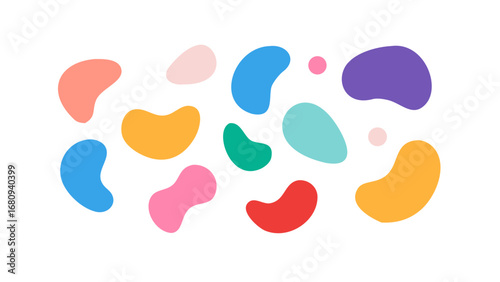 Colorful abstract organic shapes blobs scattered