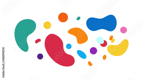 Colorful abstract shapes scattered organic