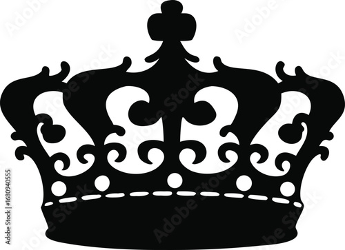 Ornate royal crown silhouette symbol majestic regal emblem heraldic design classic symbolism royalty silhouette