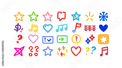 Colorful doodle icons set stars