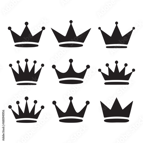 Royal Crown Set Vector Art, King and Queen Symbol Icons