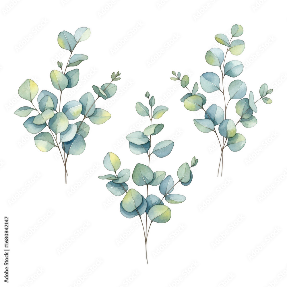 Obraz premium Eucalyptus sprigs isolated on transparent background
