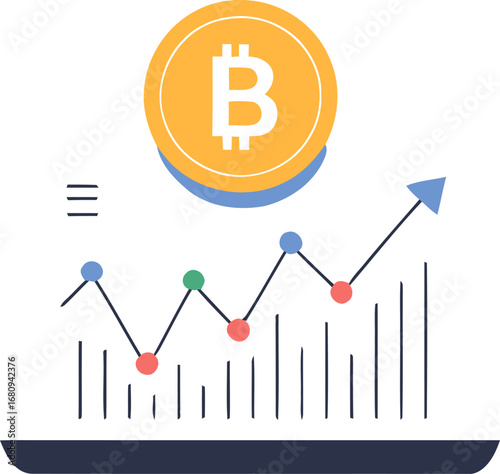 Bitcoin cryptocurrency chart showing upward trend and growth