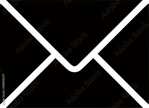 Simple black and white icon of an open envelope